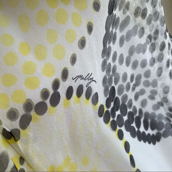 Vintage Milly NY Silk OTS Yellow Polka Dot Dress - Picture 7 of 12